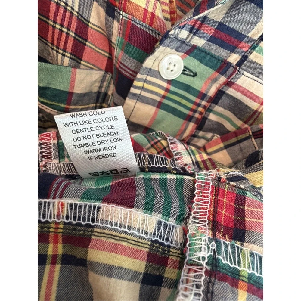 Todd Snyder Shirt Men's XL Indian Madras Plaid Patchwork Camp Guayabera